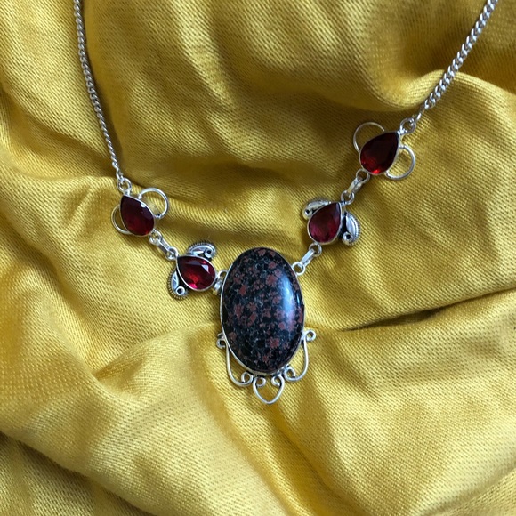 Handmade Jasper and Garnet Necklace SS New - Picture 2 of 5